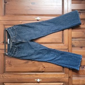 Levi 515 jeans sz 8 S/C boot cut dk blue womens stretch decor rear pockets